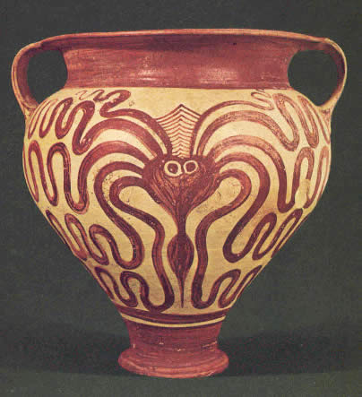Кратер с изображением осьминога из Энкоми. Керамика. XIV век до н.э.  Кипрский музей