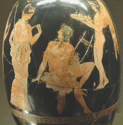 Афродита и Адонис. Аттический краснофигурный лекиф, 410 г. до Р.Х. Лувр